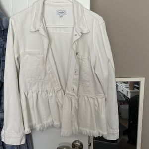 White Denim Peplum Jacket